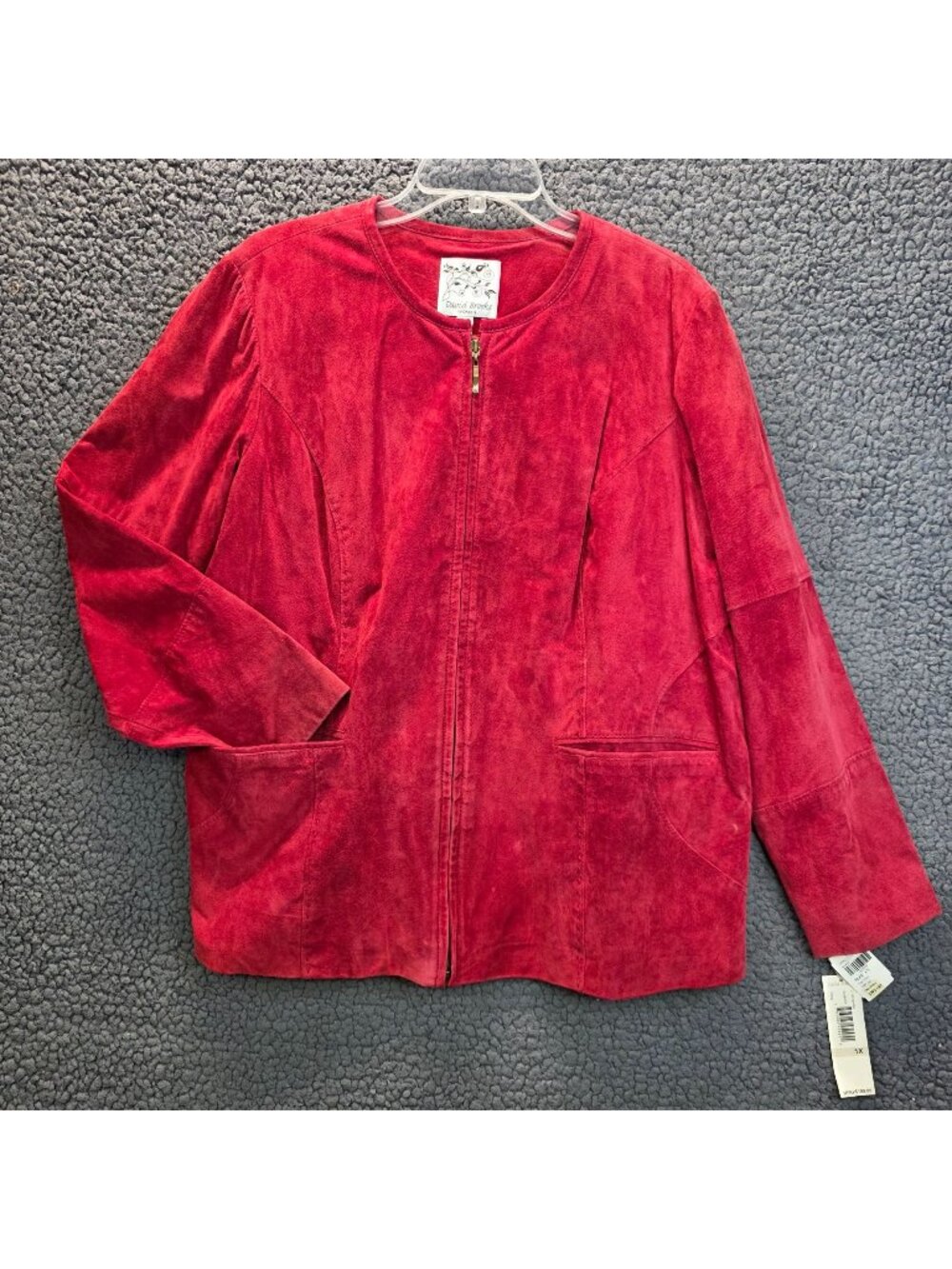 David Brooks Suede Jacket Plus Size 1X Scarlet Red Western Vibrant Minimalist
